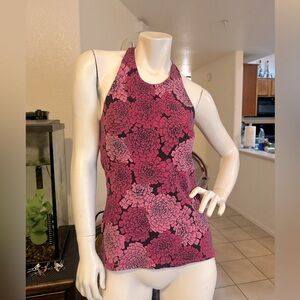 Pink/ Black floral print Lucy athletic tank top